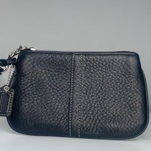 Coach Black Leather Zip Top Wristlet